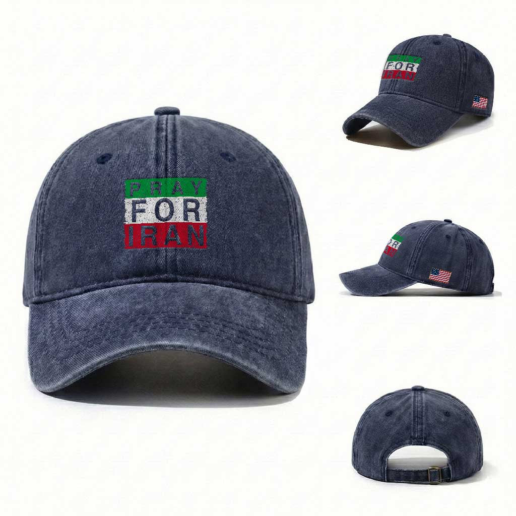 Pray For Iran Washed Cotton Baseball Cap Support Peace For Iran