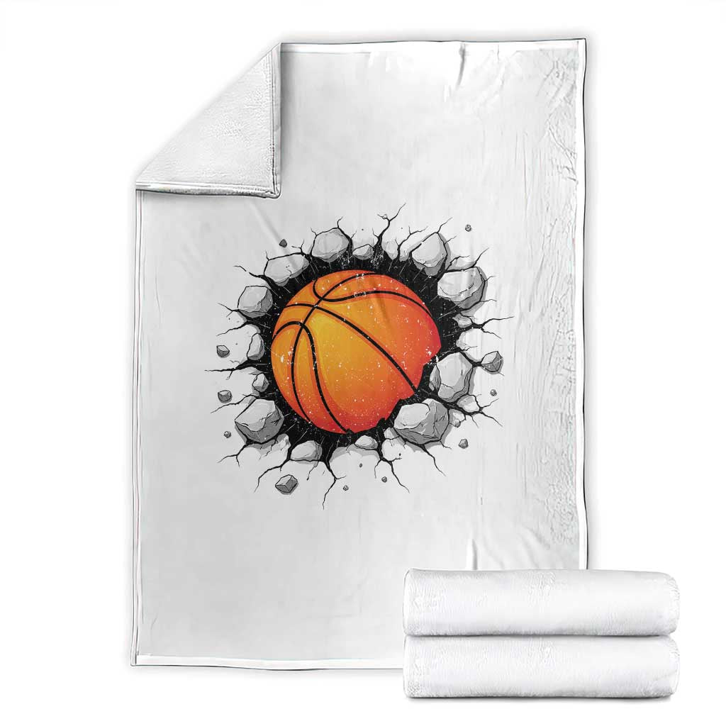 Funny Basketball Bursting Through Wall Throw Blanket Sports Fan Gift