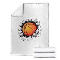 Funny Basketball Bursting Through Wall Throw Blanket Sports Fan Gift
