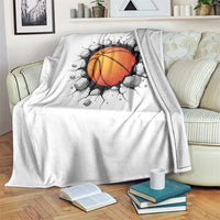 Funny Basketball Bursting Through Wall Throw Blanket Sports Fan Gift