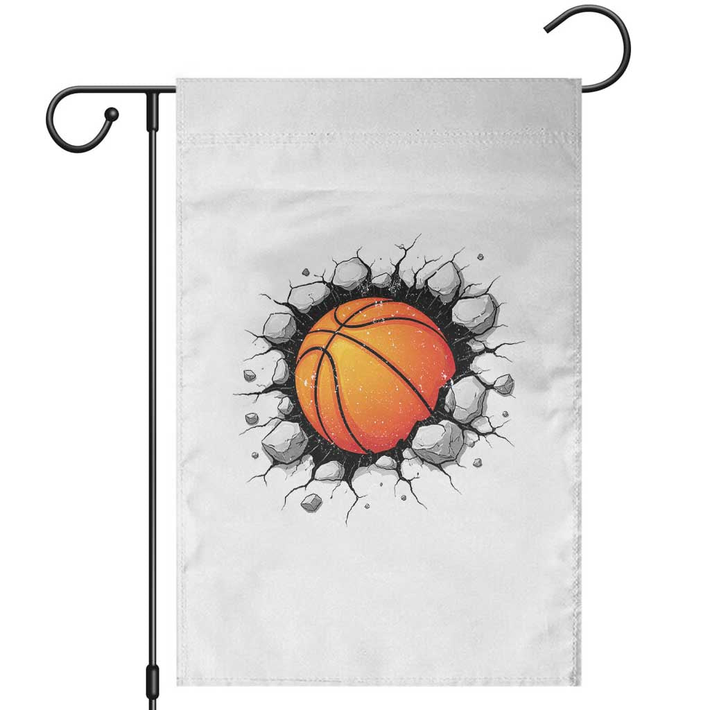 Funny Basketball Bursting Through Wall Garden Flag Sports Fan Gift