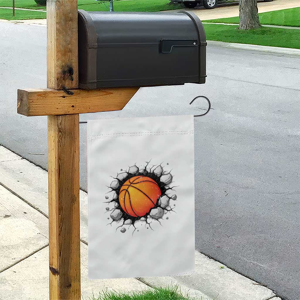 Funny Basketball Bursting Through Wall Garden Flag Sports Fan Gift
