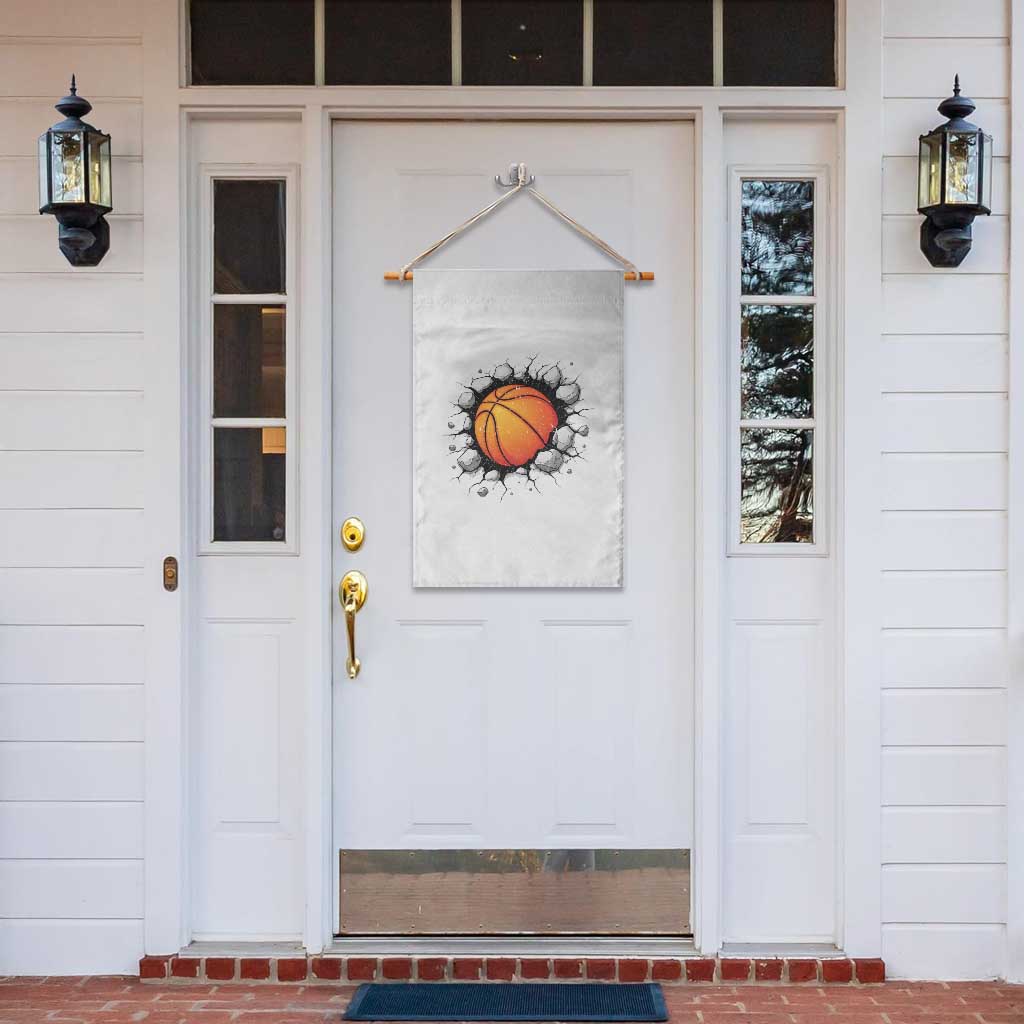 Funny Basketball Bursting Through Wall Garden Flag Sports Fan Gift