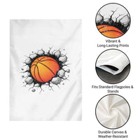 Funny Basketball Bursting Through Wall Garden Flag Sports Fan Gift