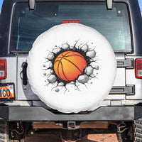 Funny Basketball Bursting Through Wall Spare Tire Cover Sports Fan Gift