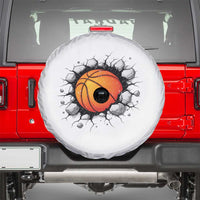 Funny Basketball Bursting Through Wall Spare Tire Cover Sports Fan Gift