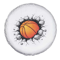 Funny Basketball Bursting Through Wall Spare Tire Cover Sports Fan Gift