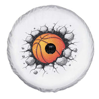 Funny Basketball Bursting Through Wall Spare Tire Cover Sports Fan Gift