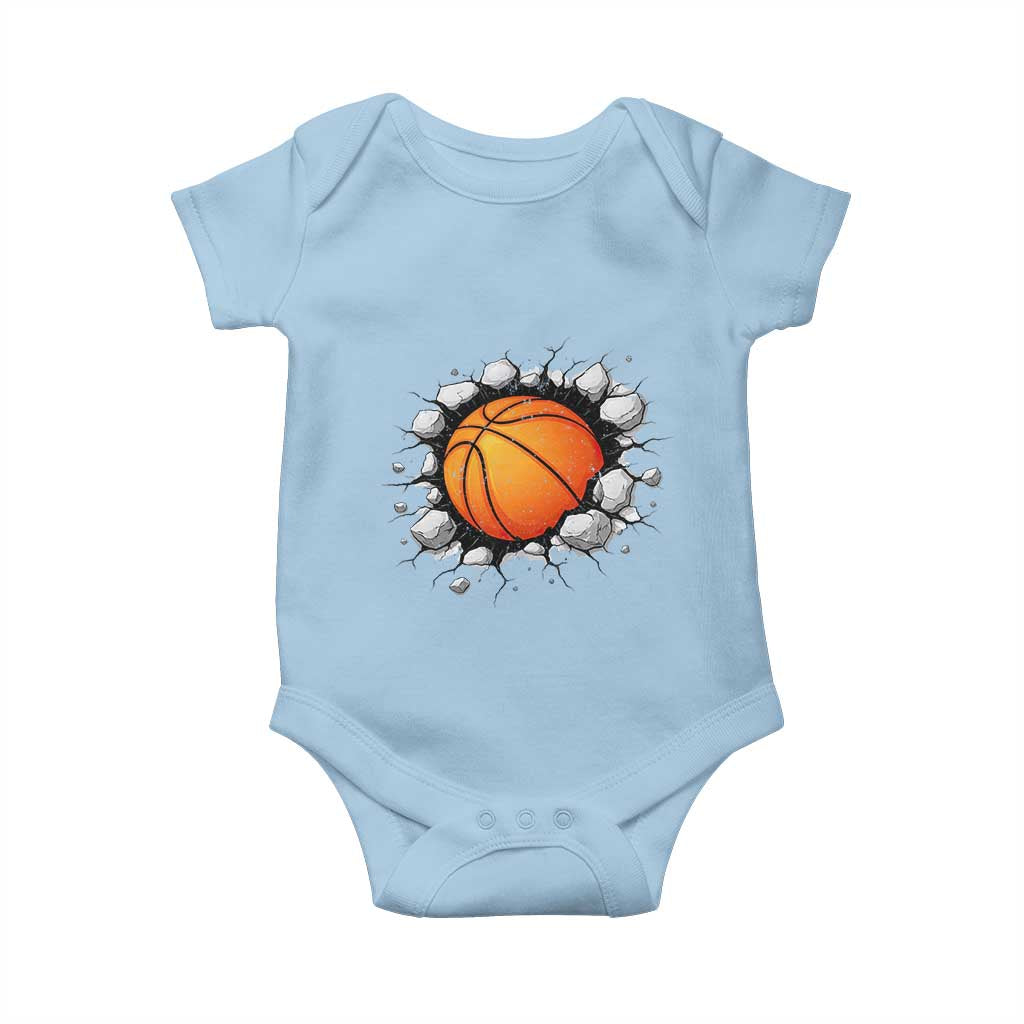 Funny Basketball Bursting Through Wall Baby Onesie Sports Fan Gift