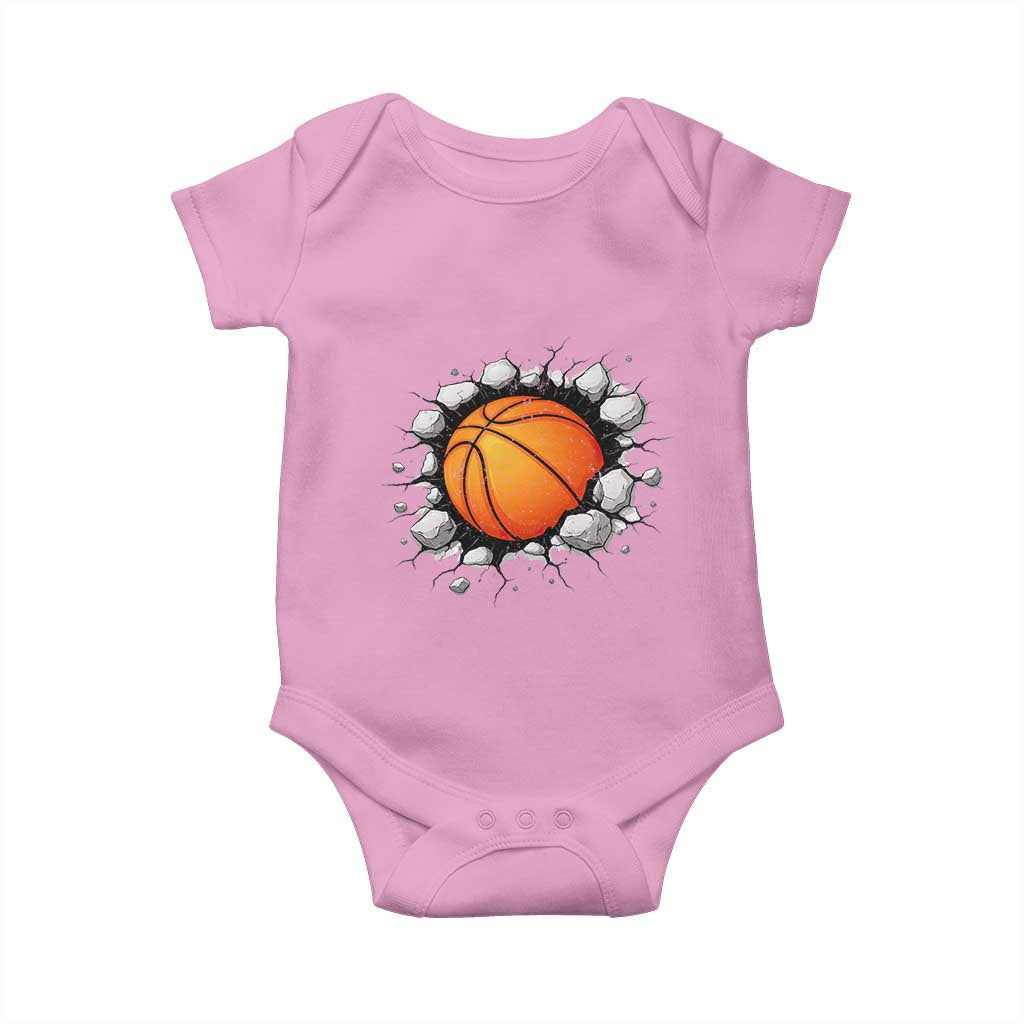 Funny Basketball Bursting Through Wall Baby Onesie Sports Fan Gift