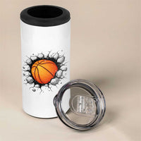 Funny Basketball Bursting Through Wall 4 in 1 Can Cooler Tumbler Sports Fan Gift
