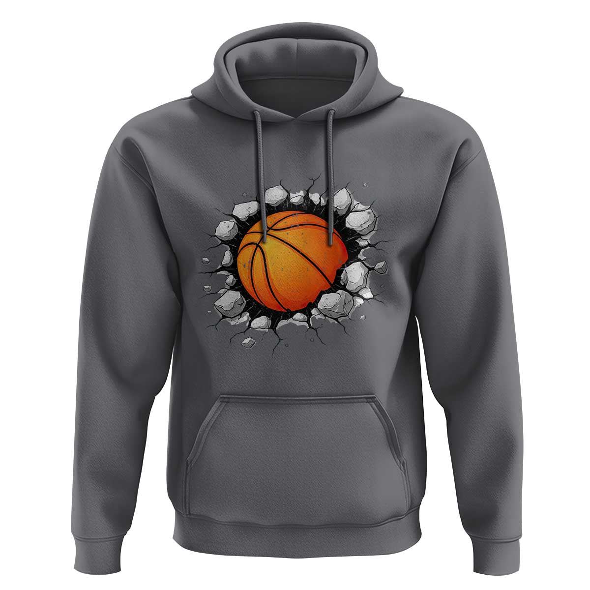 Funny Basketball Bursting Through Wall Hoodie Sports Fan Gift