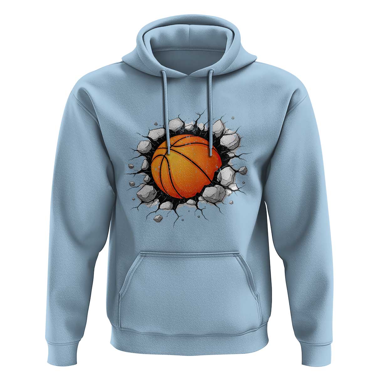 Funny Basketball Bursting Through Wall Hoodie Sports Fan Gift