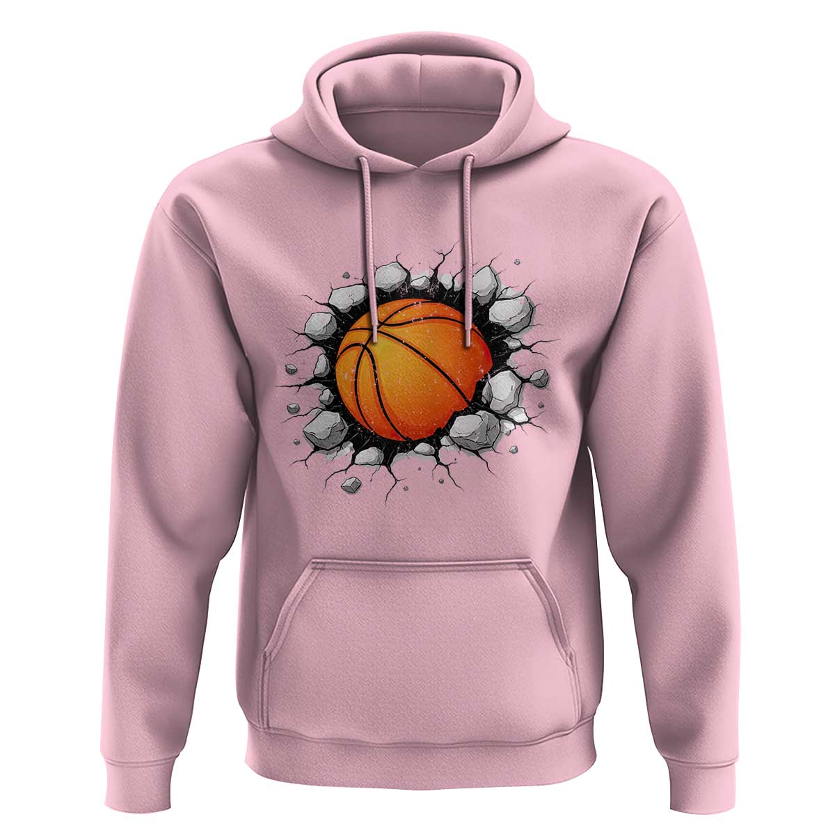 Funny Basketball Bursting Through Wall Hoodie Sports Fan Gift