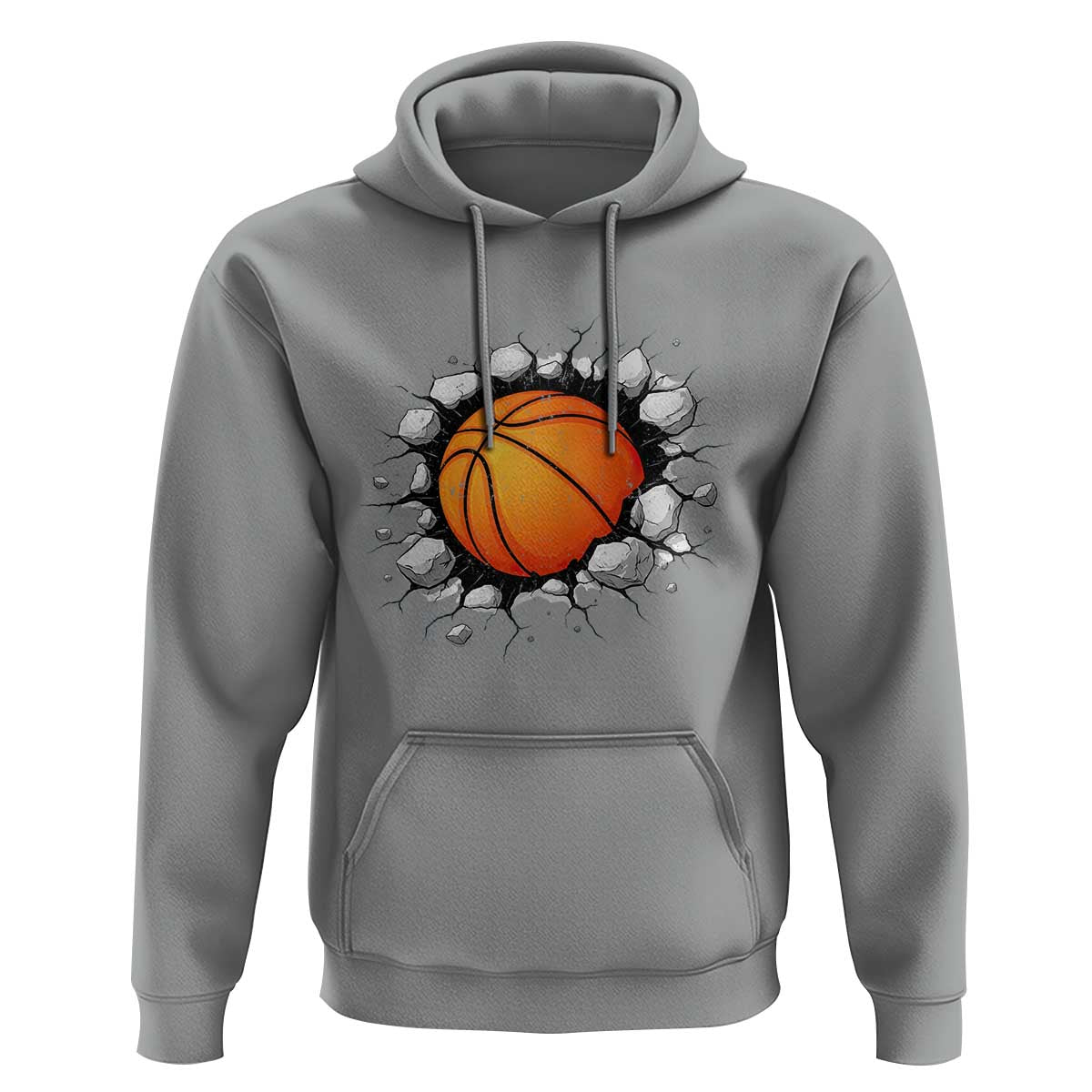 Funny Basketball Bursting Through Wall Hoodie Sports Fan Gift