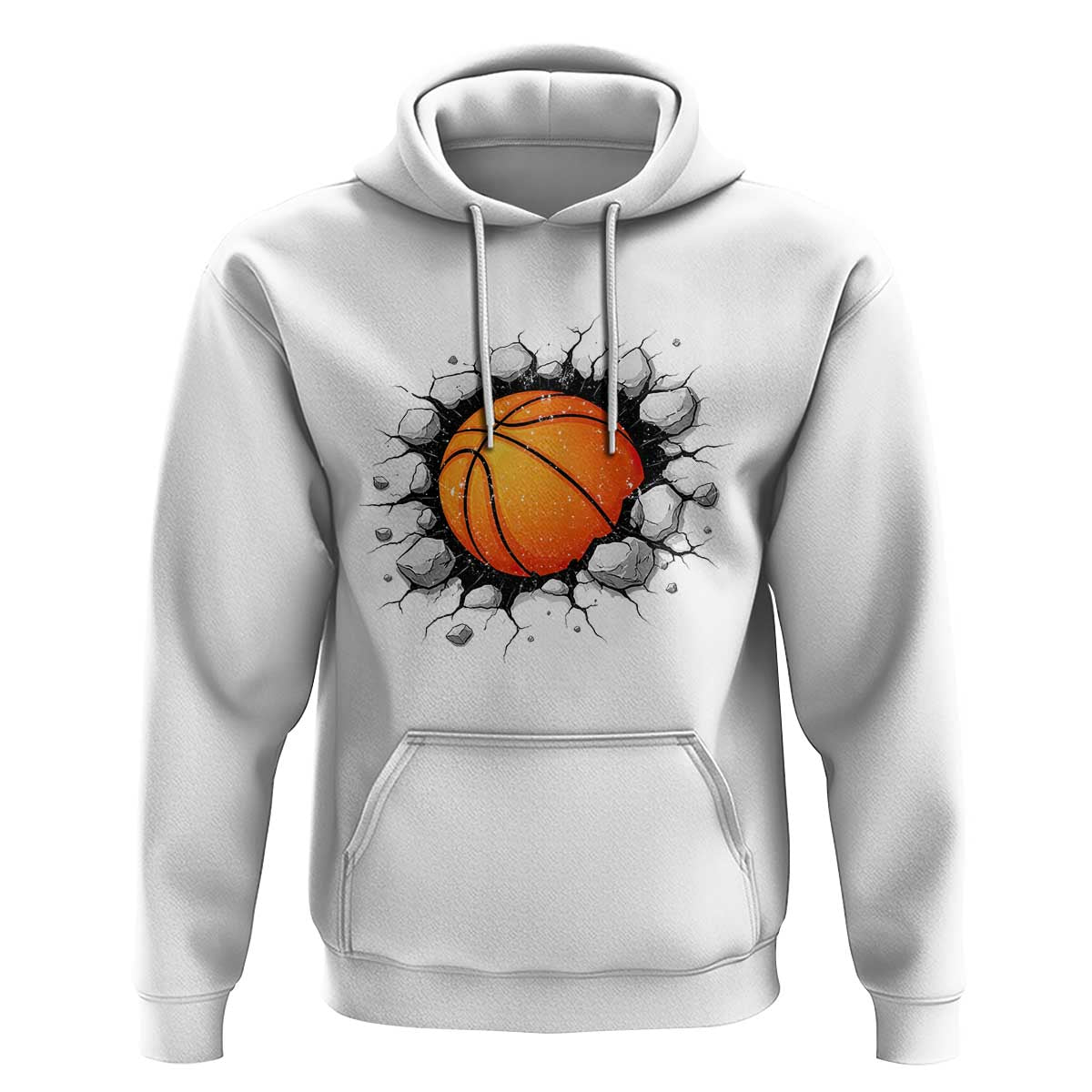 Funny Basketball Bursting Through Wall Hoodie Sports Fan Gift