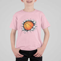 Funny Basketball Bursting Through Wall T Shirt For Kid Sports Fan Gift