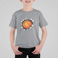 Funny Basketball Bursting Through Wall T Shirt For Kid Sports Fan Gift