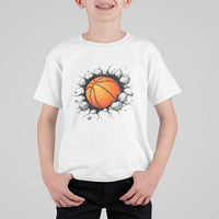 Funny Basketball Bursting Through Wall T Shirt For Kid Sports Fan Gift
