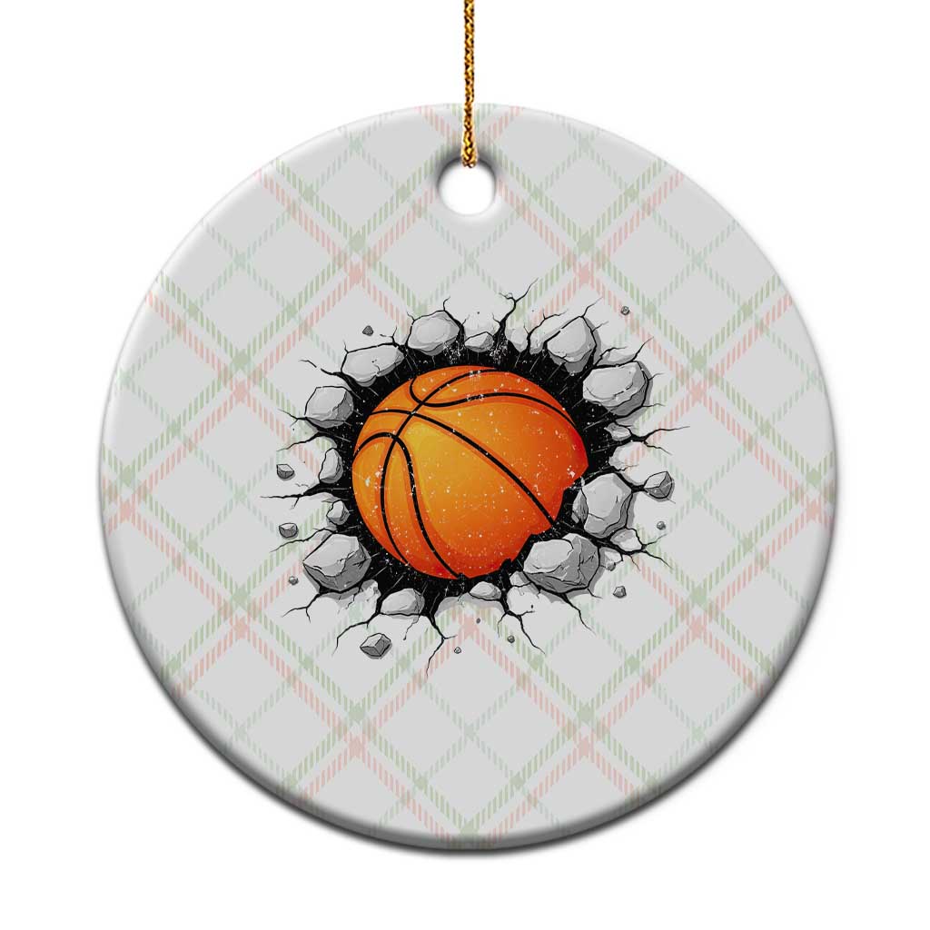 Funny Basketball Bursting Through Wall Ceramic Ornament Sports Fan Gift