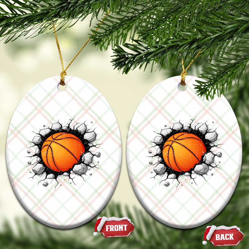 Funny Basketball Bursting Through Wall Ceramic Ornament Sports Fan Gift