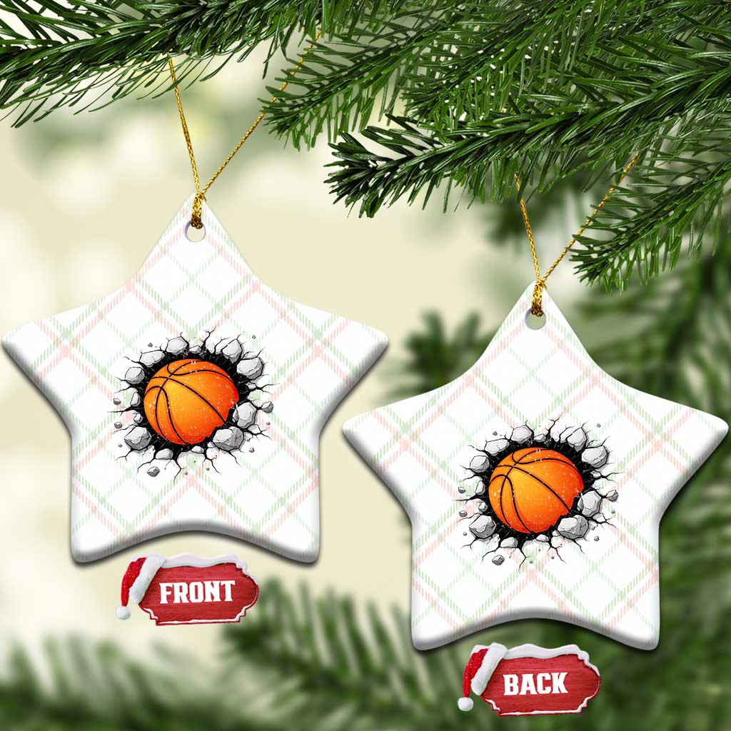 Funny Basketball Bursting Through Wall Ceramic Ornament Sports Fan Gift