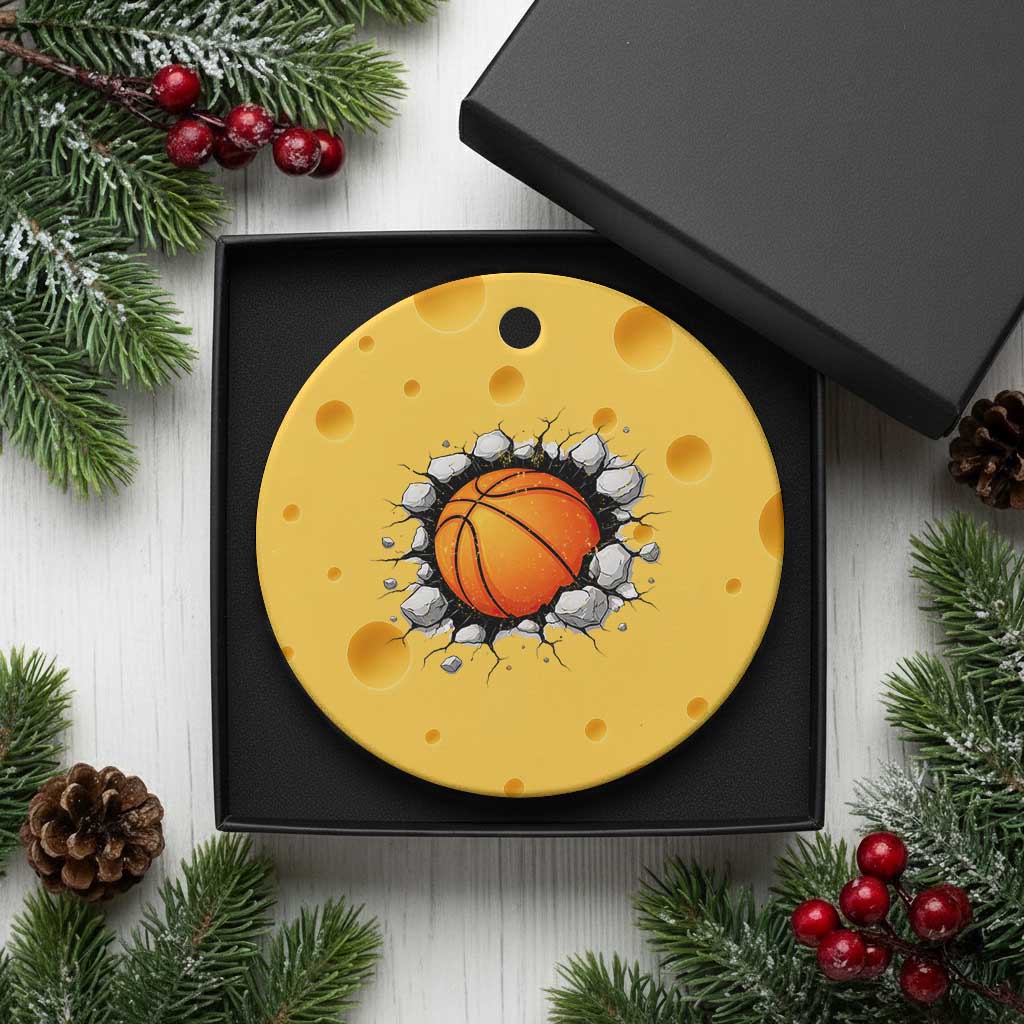 Funny Basketball Bursting Through Wall Ceramic Ornament Sports Fan Gift