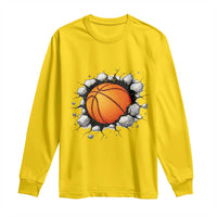 Funny Basketball Bursting Through Wall Long Sleeve Shirt Sports Fan Gift