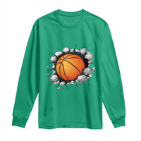 Funny Basketball Bursting Through Wall Long Sleeve Shirt Sports Fan Gift