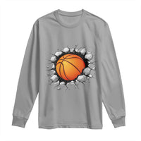 Funny Basketball Bursting Through Wall Long Sleeve Shirt Sports Fan Gift