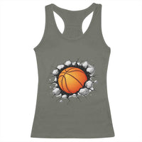 Funny Basketball Bursting Through Wall Racerback Tank Top Sports Fan Gift