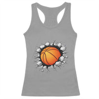 Funny Basketball Bursting Through Wall Racerback Tank Top Sports Fan Gift