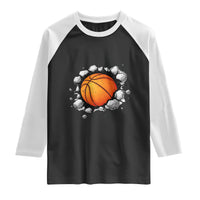 Funny Basketball Bursting Through Wall Raglan Shirt Sports Fan Gift