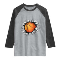 Funny Basketball Bursting Through Wall Raglan Shirt Sports Fan Gift