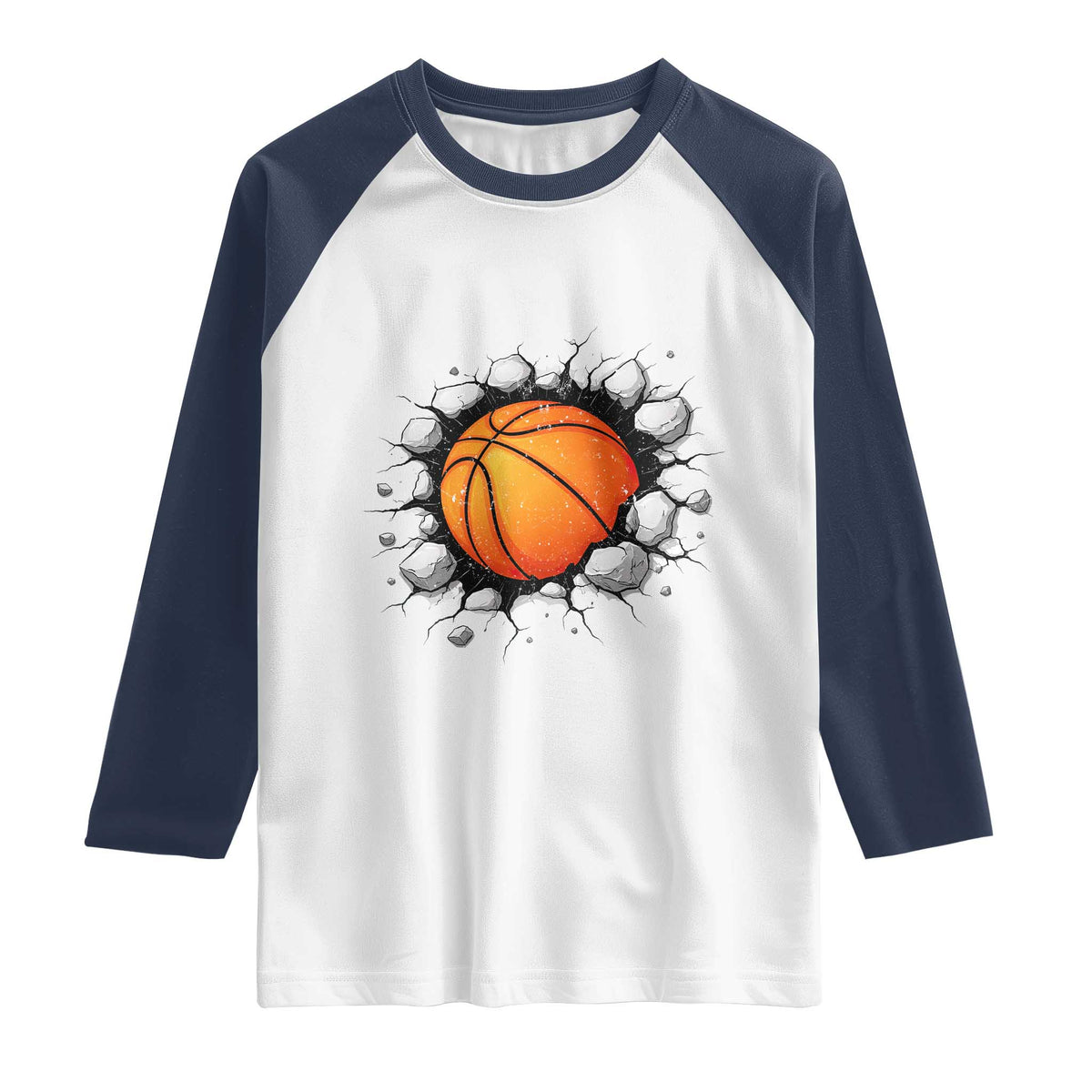 Funny Basketball Bursting Through Wall Raglan Shirt Sports Fan Gift