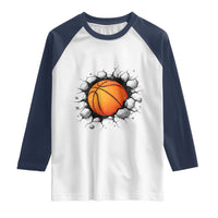 Funny Basketball Bursting Through Wall Raglan Shirt Sports Fan Gift