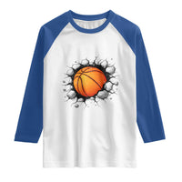 Funny Basketball Bursting Through Wall Raglan Shirt Sports Fan Gift