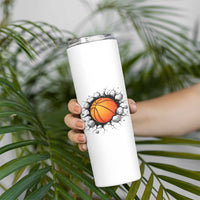 Funny Basketball Bursting Through Wall Skinny Tumbler Sports Fan Gift