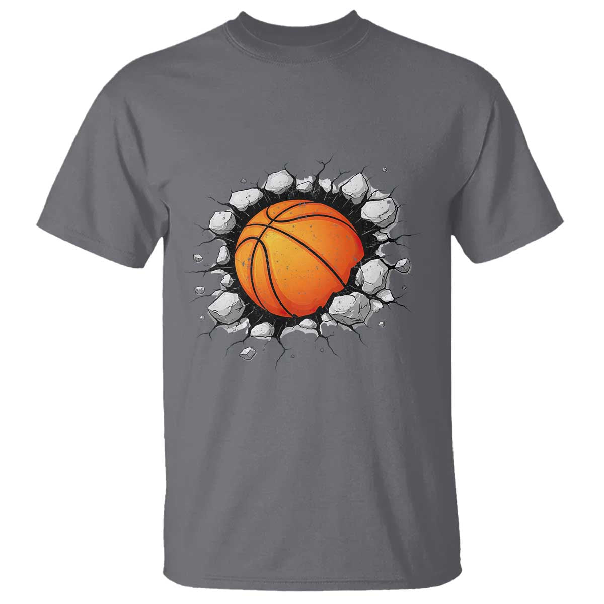 Funny Basketball Bursting Through Wall T Shirt Sports Fan Gift