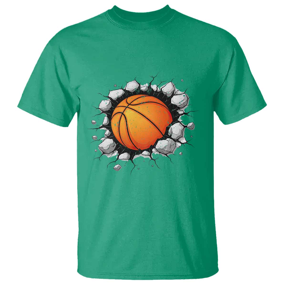 Funny Basketball Bursting Through Wall T Shirt Sports Fan Gift