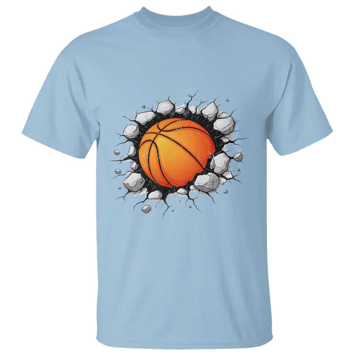 Funny Basketball Bursting Through Wall T Shirt Sports Fan Gift