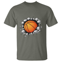 Funny Basketball Bursting Through Wall T Shirt Sports Fan Gift