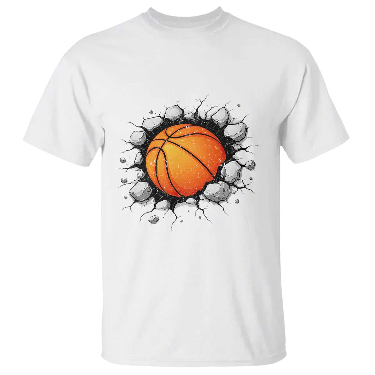 Funny Basketball Bursting Through Wall T Shirt Sports Fan Gift