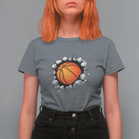 Funny Basketball Bursting Through Wall T Shirt For Women Sports Fan Gift