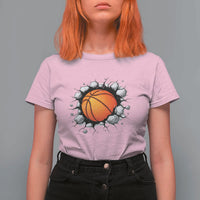 Funny Basketball Bursting Through Wall T Shirt For Women Sports Fan Gift