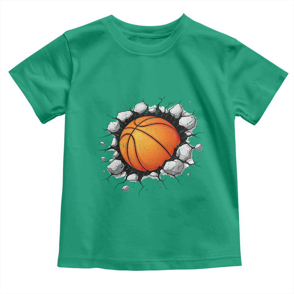 Funny Basketball Bursting Through Wall Toddler T Shirt Sports Fan Gift