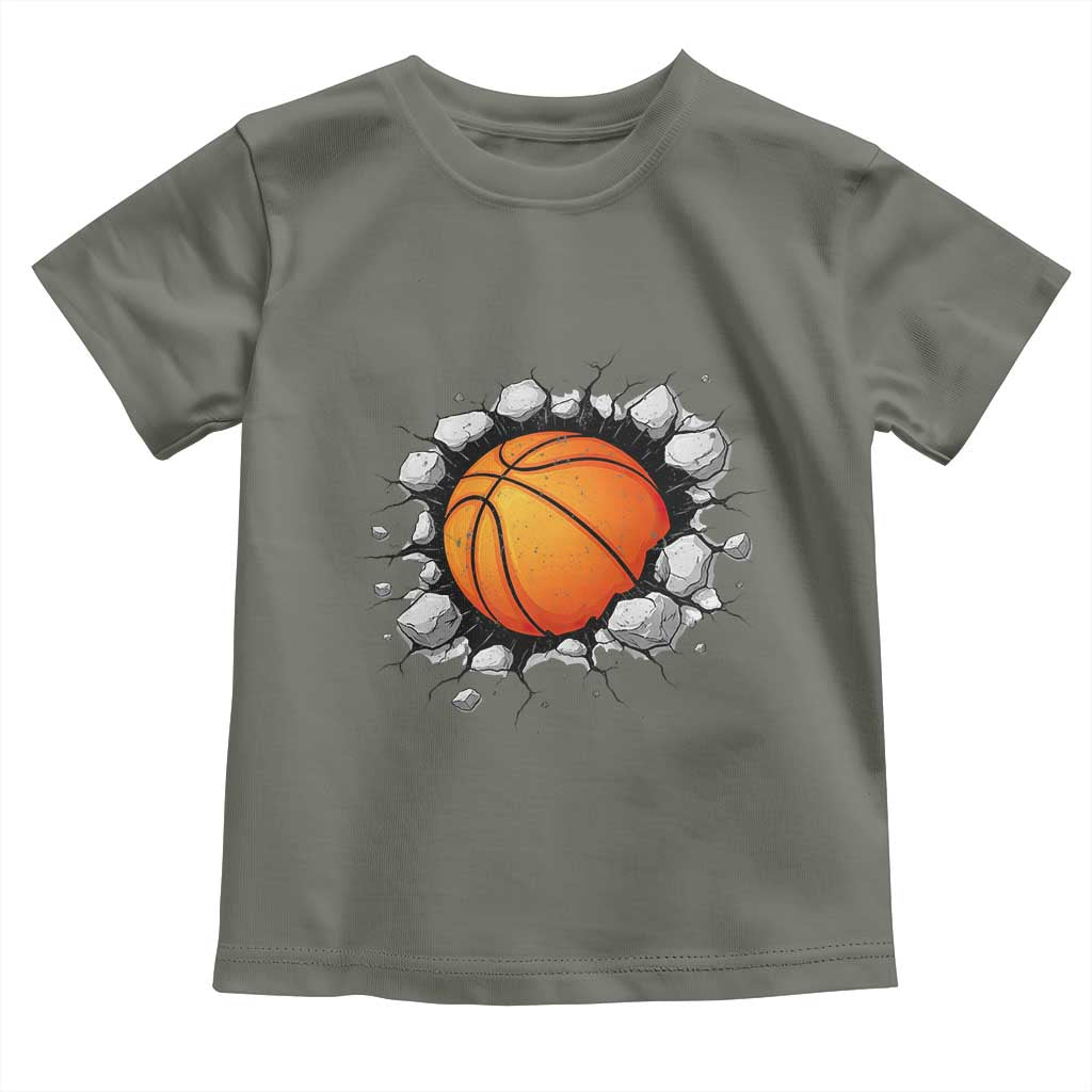 Funny Basketball Bursting Through Wall Toddler T Shirt Sports Fan Gift