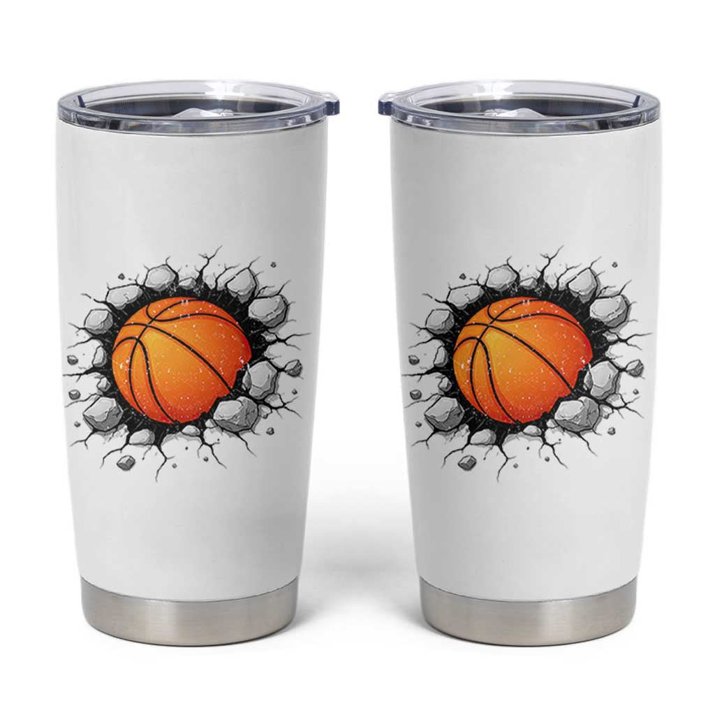 Funny Basketball Bursting Through Wall Tumbler Cup Sports Fan Gift