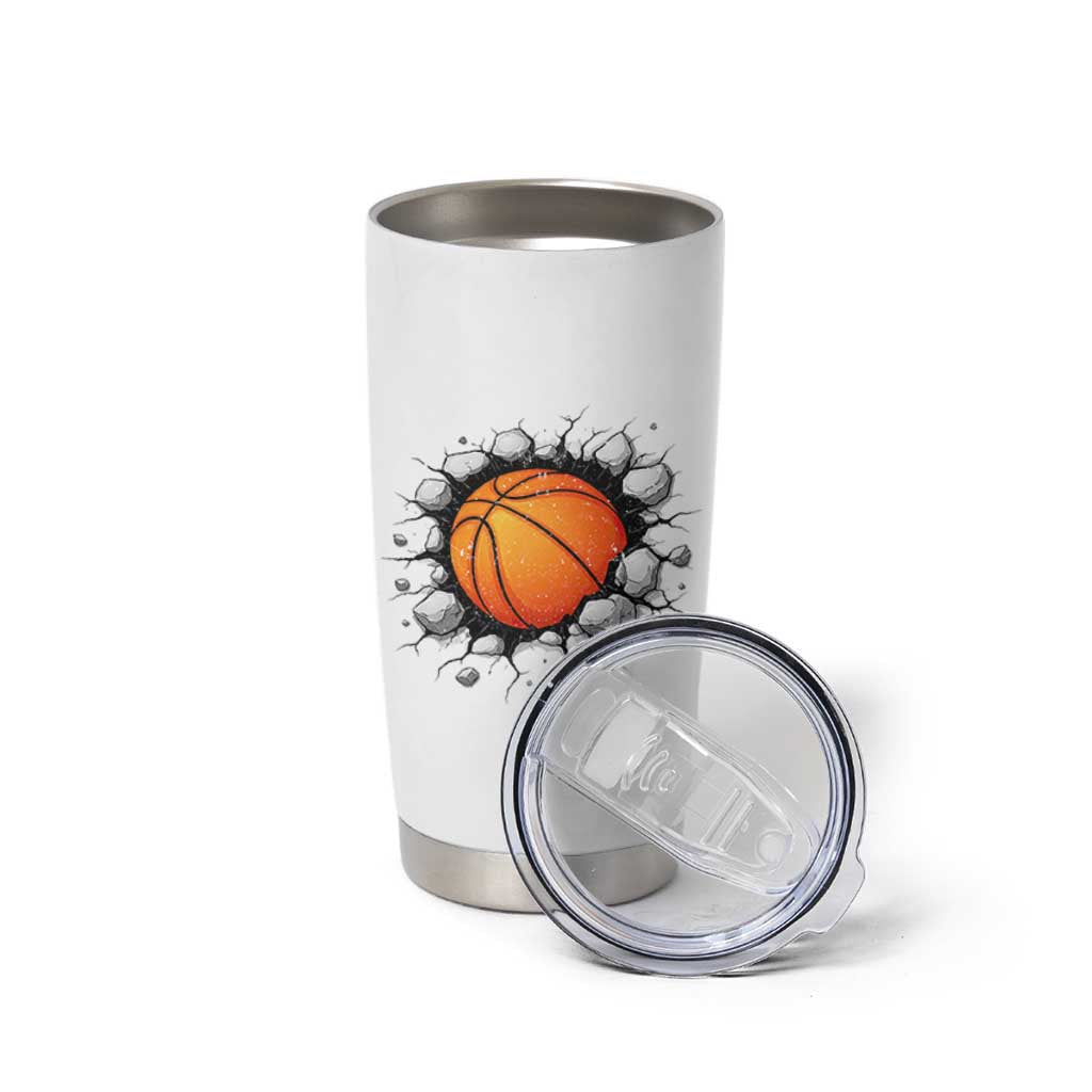 Funny Basketball Bursting Through Wall Tumbler Cup Sports Fan Gift