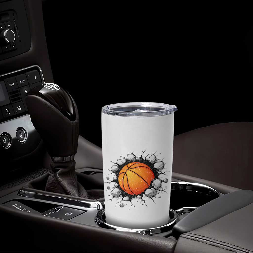 Funny Basketball Bursting Through Wall Tumbler Cup Sports Fan Gift